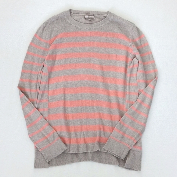 Banana Republic Soft Nylon Viscose Knit Orange Tan Stripe Long Sleeve Sweater M - Picture 9 of 11